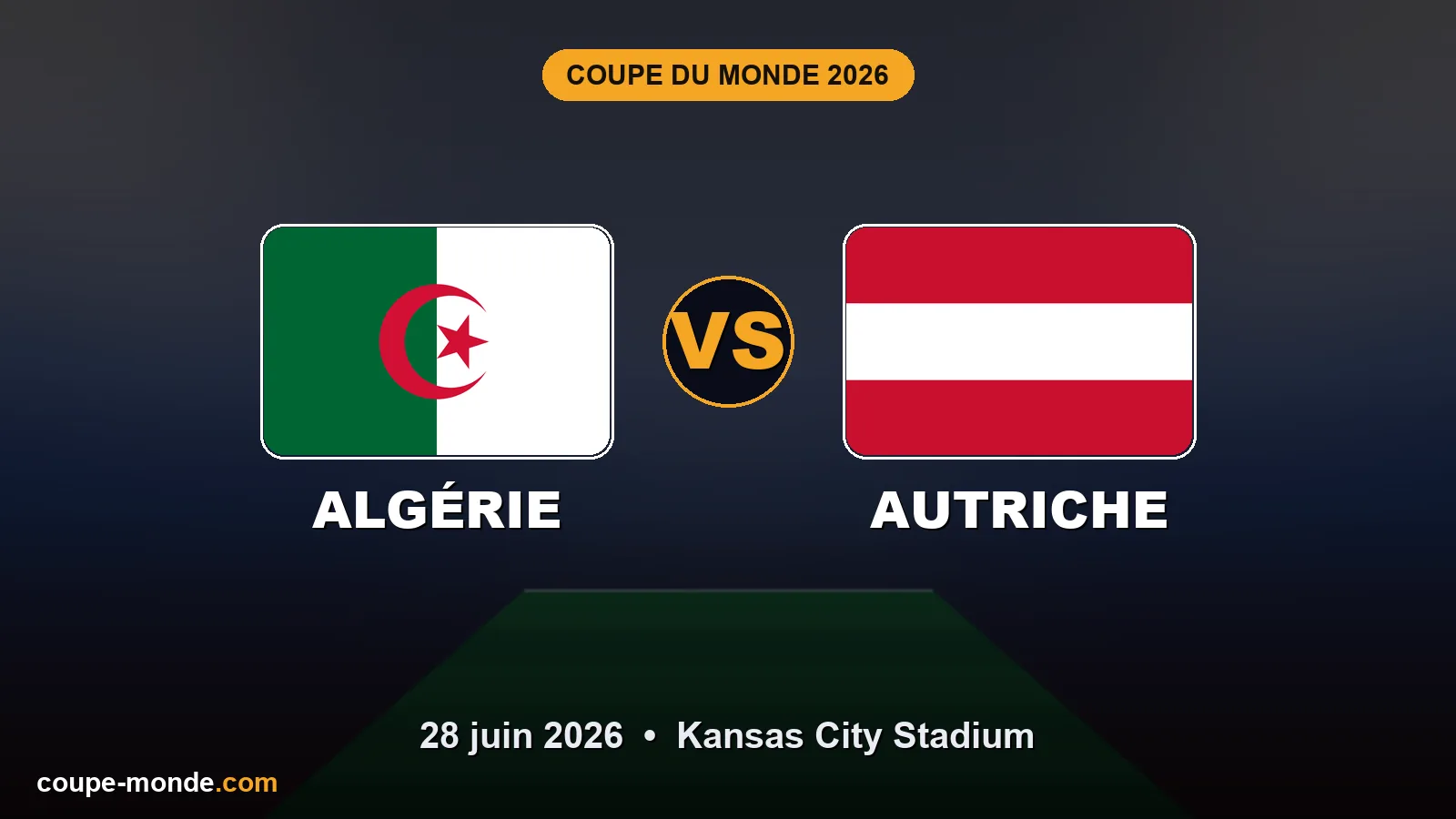 Pronostic Algérie - Autriche, Coupe du Monde 2026 : drapeaux, date et affiche du match