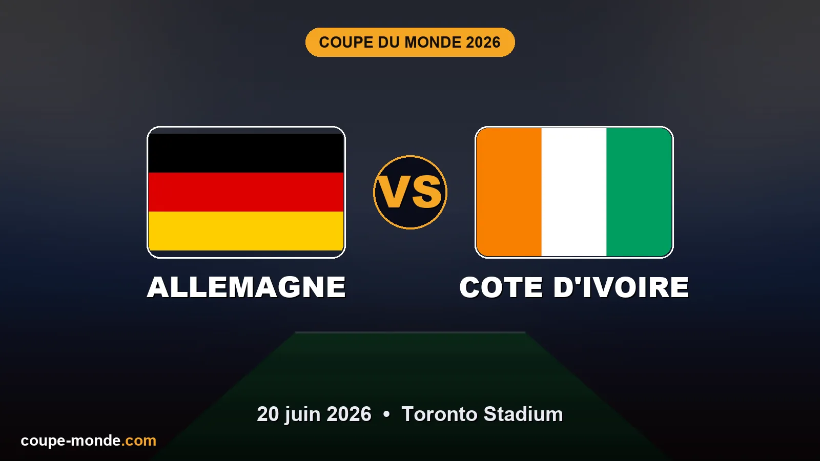 Pronostic Allemagne - Cote d'Ivoire, Coupe du Monde 2026 : drapeaux, date et affiche du match