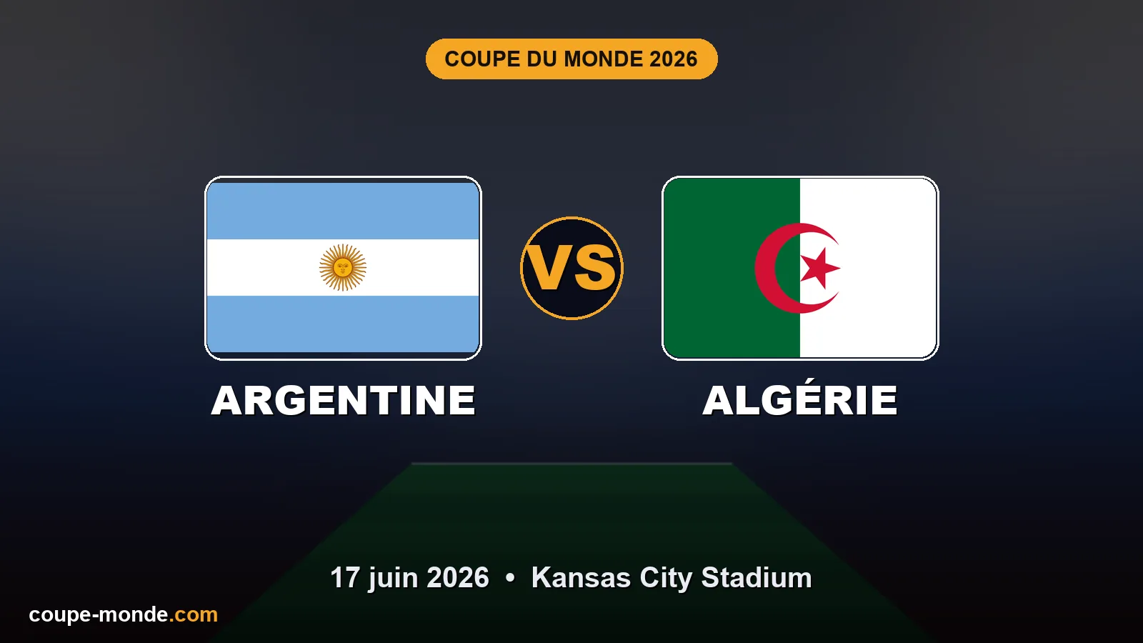 Pronostic Argentine - Algérie, Coupe du Monde 2026 : drapeaux, date et affiche du match
