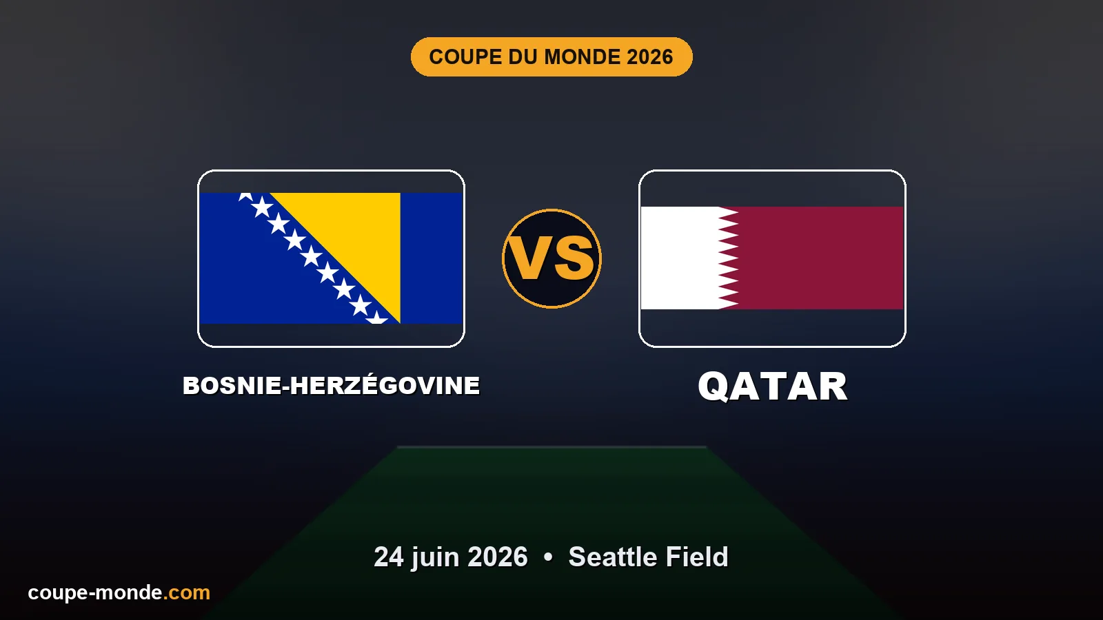 Pronostic Bosnie-Herzégovine - Qatar, Coupe du Monde 2026 : drapeaux, date et affiche du match