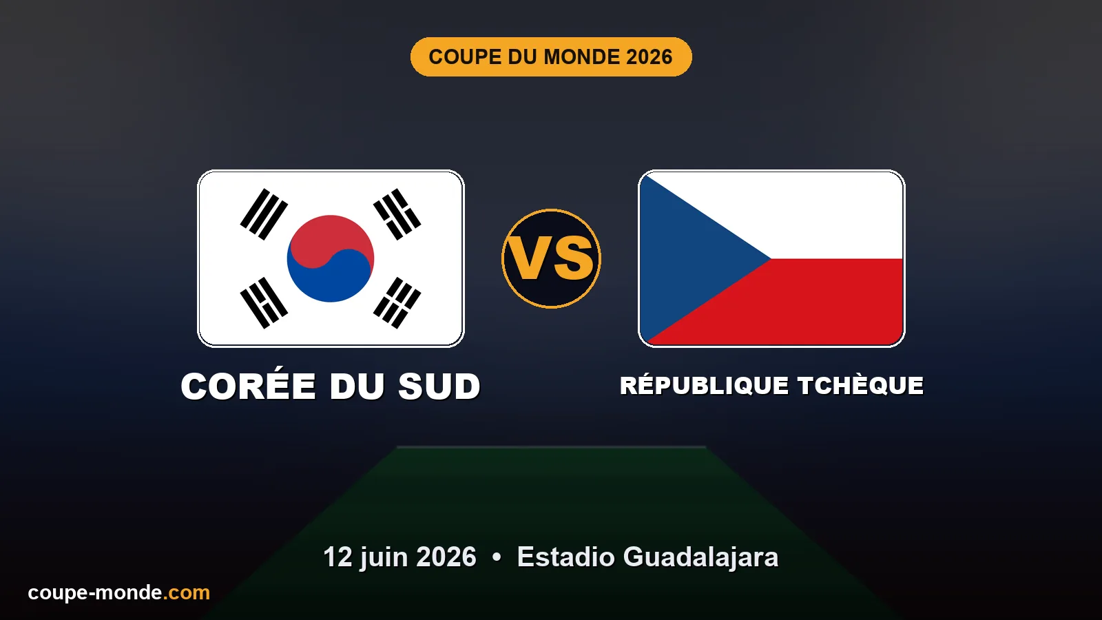 Pronostic Corée du Sud - République tchèque, Coupe du Monde 2026 : drapeaux, date et affiche du match