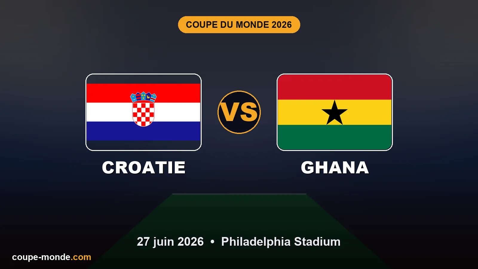 Pronostic Croatie - Ghana, Coupe du Monde 2026 : drapeaux, date et affiche du match