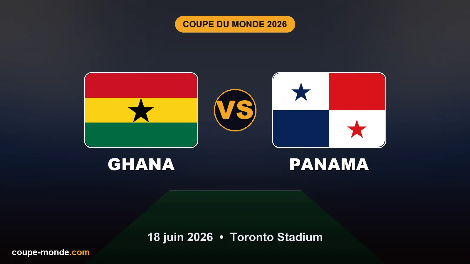 Pronostic Ghana - Panama, Coupe du Monde 2026 : drapeaux, date et affiche du match