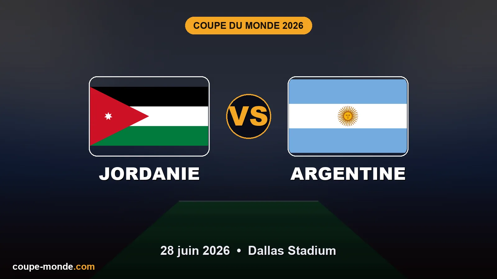 Pronostic Jordanie - Argentine, Coupe du Monde 2026 : drapeaux, date et affiche du match