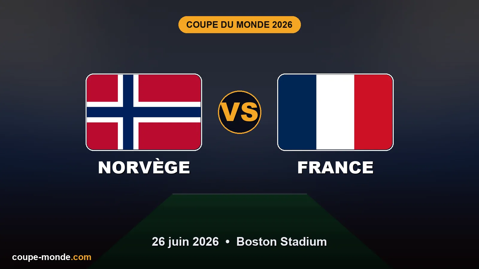 Pronostic Norvège - France, Coupe du Monde 2026 : drapeaux, date et affiche du match