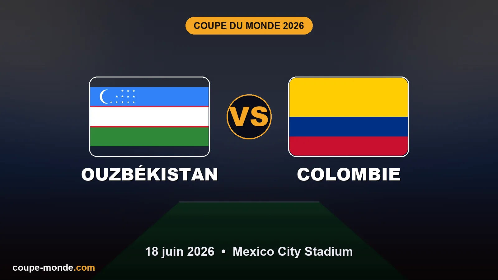 Pronostic Ouzbékistan - Colombie, Coupe du Monde 2026 : drapeaux, date et affiche du match