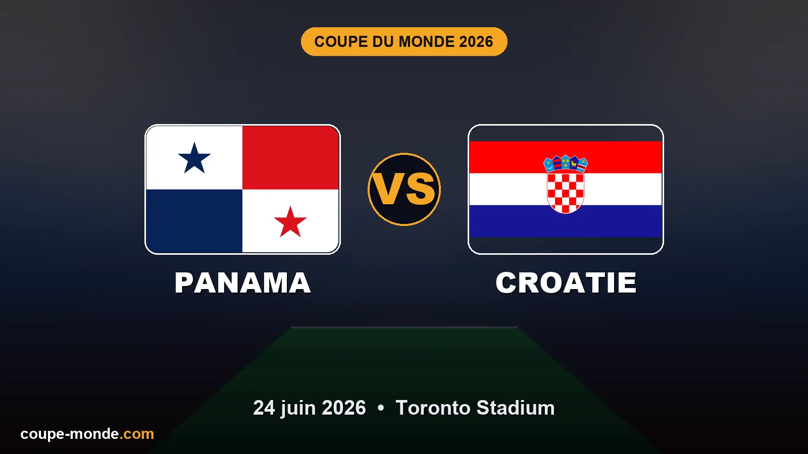 Pronostic Panama - Croatie, Coupe du Monde 2026 : drapeaux, date et affiche du match