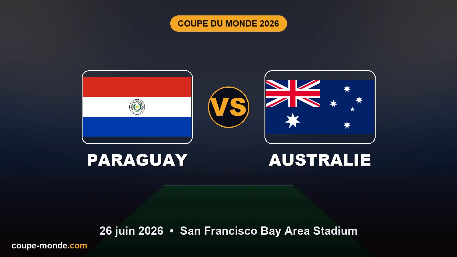 Pronostic Paraguay - Australie, Coupe du Monde 2026 : drapeaux, date et affiche du match