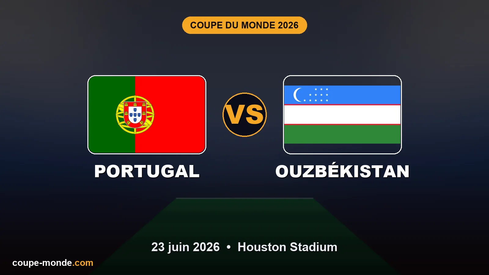 Pronostic Portugal - Ouzbékistan, Coupe du Monde 2026 : drapeaux, date et affiche du match