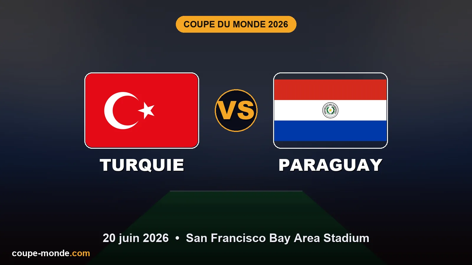 Pronostic Turquie - Paraguay, Coupe du Monde 2026 : drapeaux, date et affiche du match