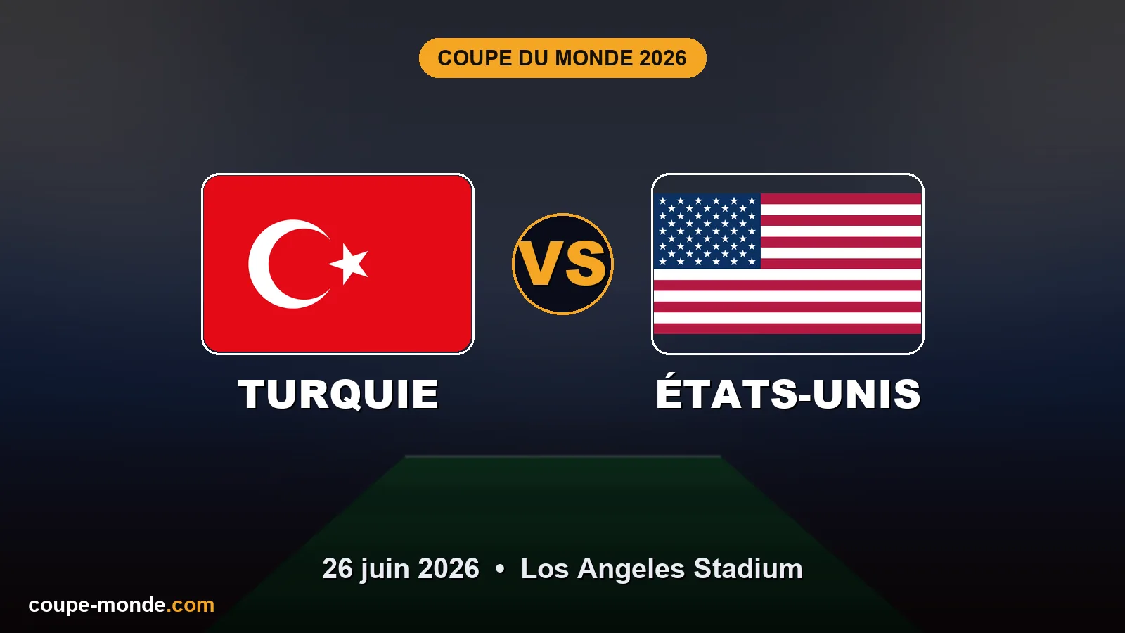 Pronostic Turquie - États-Unis, Coupe du Monde 2026 : drapeaux, date et affiche du match