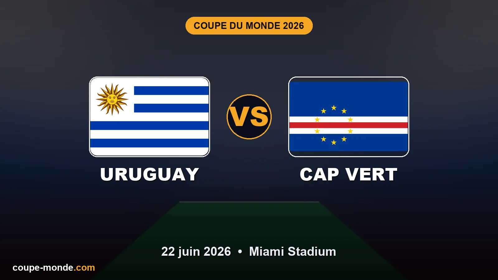 Pronostic Uruguay - Cap Vert, Coupe du Monde 2026 : drapeaux, date et affiche du match