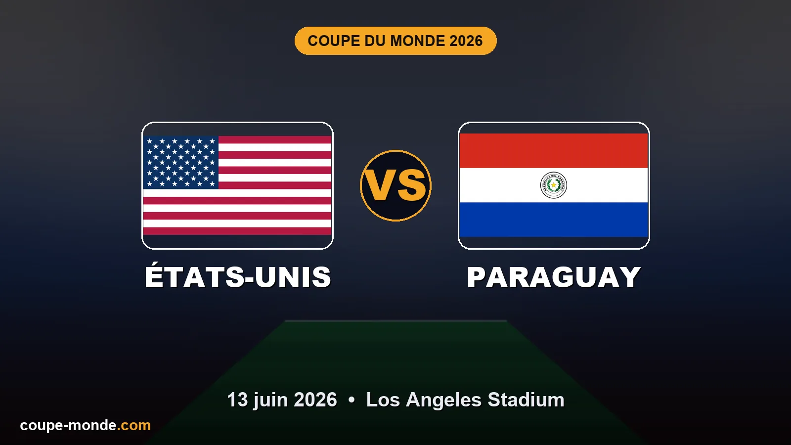 Pronostic États-Unis - Paraguay, Coupe du Monde 2026 : drapeaux, date et affiche du match